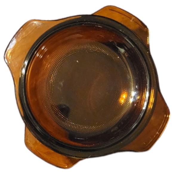 Vtg Anchor Hocking Amber Glass Oven Proof Lidded Small Crock Pot Bowl Casserole - Picture 2 of 8